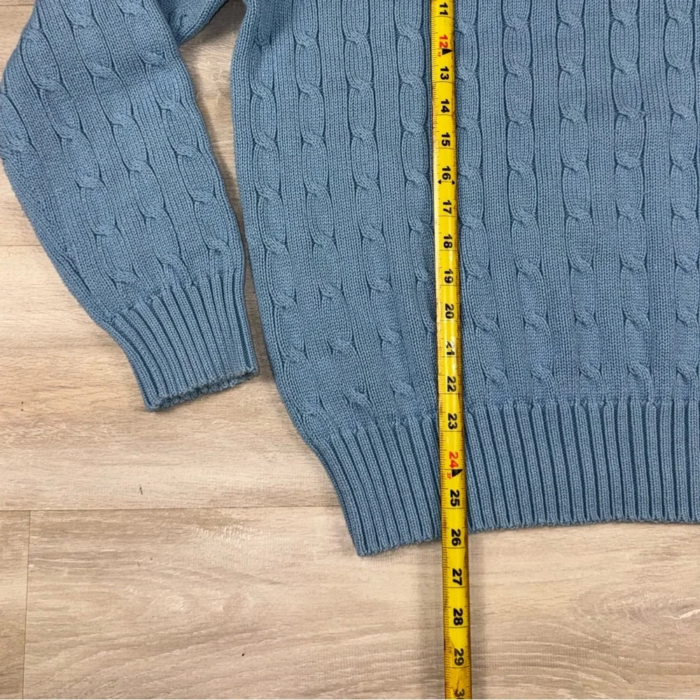 Polo Ralph Lauren Cable Knit Sweater Pullover Pony Light Blue Men’s Size Large - Picture 5 of 6